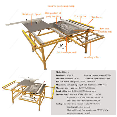PDMJ16 Mini Verticale Pieghevole Tavola Scorrevole seghe per taglio di legno professionale