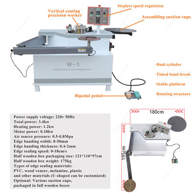 W3 Folding Arm Edge Banding Machine 175 kg Peso Legnografia curva e retta