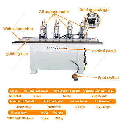 Localisatore CNC per la lavorazione del legno normale Legno 4 Testa Perforazione Banch Torno Perforazione fresatura