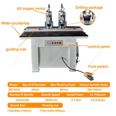 precisione Double Head Mini Bench Cerniera di apertura di perforazione Guida localizzatore Cerniera di perforazione