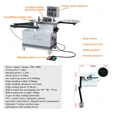1.4kW Potenza W-1 Curve Line Edge Bander Completamente Automatico Attraverso Feed Edgebanding Machine