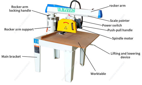 Attrezzature professionali per il taglio del legno MJ2236 / MJ2238 Messa seghe circolari a braccio radiale