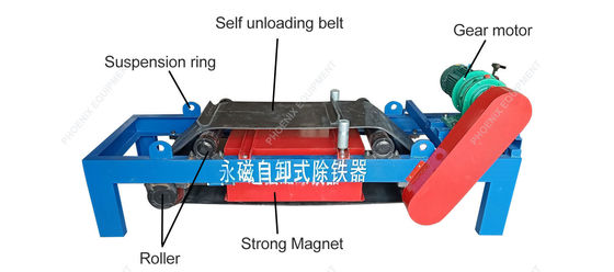 Intensità del campo magnetico forte Self-dumping Iron Remover Magnetic Roller Conveyor Belt