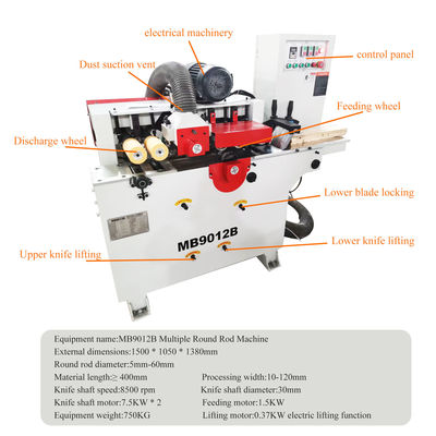 Processo di lavorazione del legno MB9012B Alta velocità industriale 7.5kw*2 Una volta Multipiece Round Rod Maker Machine